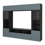 BESTÅ шкаф для ТВ, комбин/стеклян дверцы серый