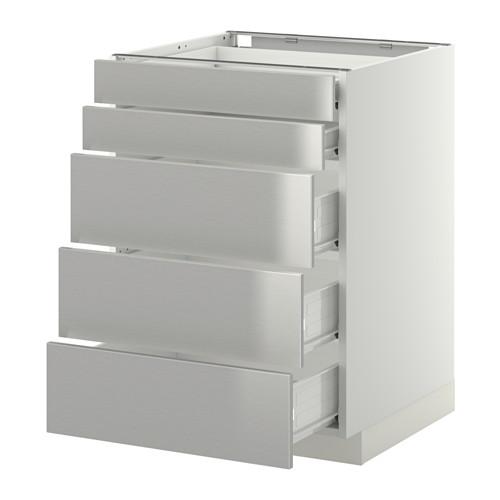 МЕТОД / ФОРВАРА Нплн шк 5фрнт/2нзк/3срд ящ - белый, Гревста нержавеющ сталь, 60x60 см МЕТОД / ФОРВАРА Нплн шк 5фрнт/2нзк/3срд ящ - белый, Гревста нержавеющ сталь, 60x60 см