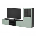 БЕСТО Шкаф для ТВ, комбин/стеклян дверцы - черно-коричневый Сельсвикен/глянцевый/серо-зеленый светлый прозрачное стекло, направляющие ящика, плавно закр БЕСТО Шкаф для ТВ, комбин/стеклян дверцы - черно-коричневый Сельсвикен/глянцевый/серо-зеленый светлый прозрачное стекло, направляющие ящика, плавно закр
