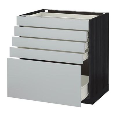 МЕТОД / ФОРВАРА Напольный шкаф с 5 ящиками - 80x60 см, Веддинге серый, под дерево черный МЕТОД / ФОРВАРА Напольный шкаф с 5 ящиками - 80x60 см, Веддинге серый, под дерево черный