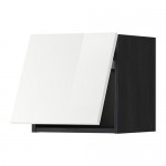 МЕТОД Горизонтальный навесной шкаф - под дерево черный, Рингульт глянцевый белый, 40x40 см