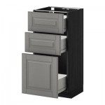 МЕТОД / ФОРВАРА Напольный шкаф с 3 ящиками - 40x37 см, Будбин серый, под дерево черный МЕТОД / ФОРВАРА Напольный шкаф с 3 ящиками - 40x37 см, Будбин серый, под дерево черный