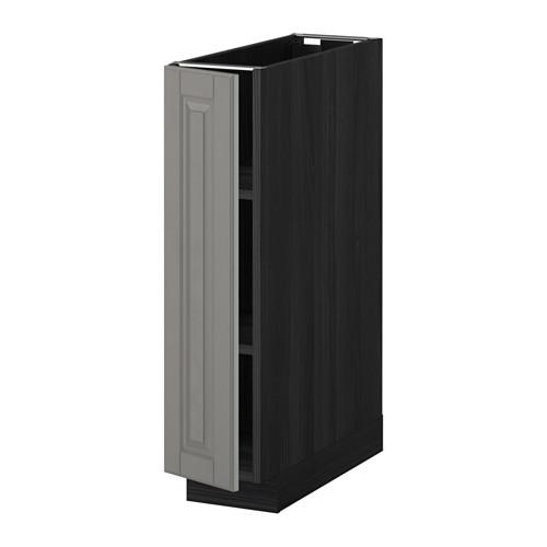 METOD напольный шкаф с полками черный/Будбин серый 20x60 см