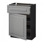 МЕТОД / ФОРВАРА Напольный шкаф с ящиком/дверью - 60x37 см, Будбин серый, под дерево черный МЕТОД / ФОРВАРА Напольный шкаф с ящиком/дверью - 60x37 см, Будбин серый, под дерево черный