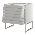 МЕТОД / ФОРВАРА Напольн шкаф 6фронт пнл/6 низ ящ - 80x60x60 см, Гревста нержавеющ сталь, белый