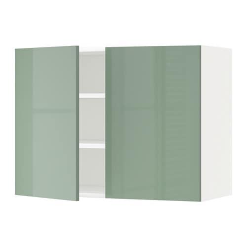 МЕТОД Навесной шкаф с полками/2дверцы - белый, Калларп глянцевый светло-зеленый, 80x60 см МЕТОД Навесной шкаф с полками/2дверцы - белый, Калларп глянцевый светло-зеленый, 80x60 см
