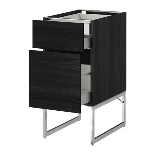 МЕТОД / МАКСИМЕРА Напольн шкаф 2фронт пнл/2низ/1вс ящ - под дерево черный, Тингсрид под дерево черный, 40x60x60 см