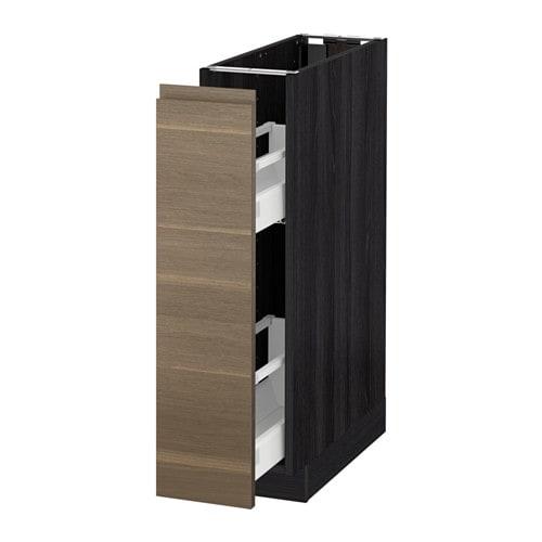 МЕТОД Напол шкаф/выдв внутр элем - под дерево черный, Воксторп под грецкий орех МЕТОД Напол шкаф/выдв внутр элем - под дерево черный, Воксторп под грецкий орех