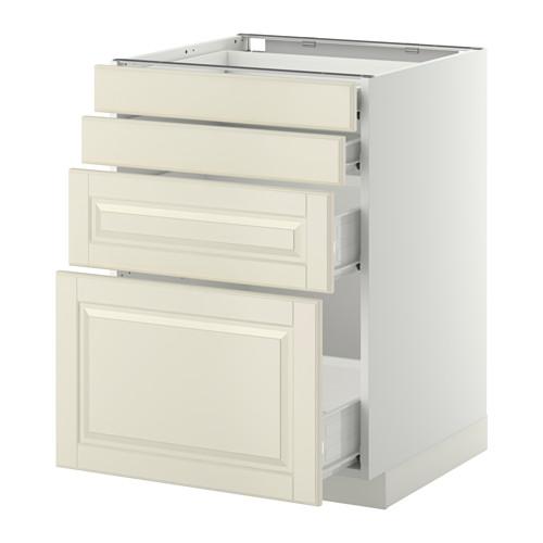 МЕТОД / ФОРВАРА Нплн шк 4 фронт/2 низк/2средн ящ - белый, Будбин белый с оттенком, 60x60 см