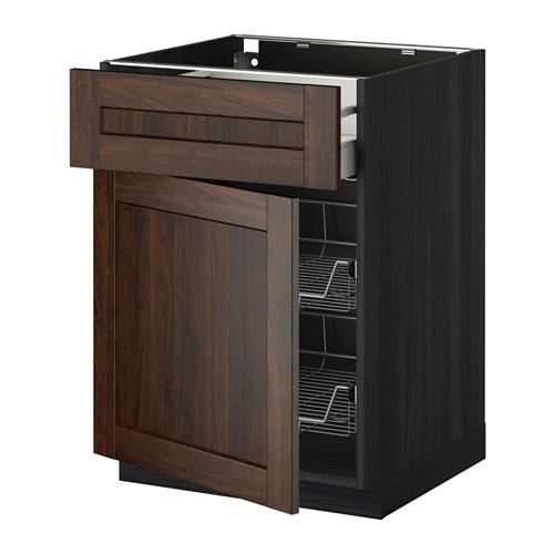 МЕТОД / МАКСИМЕРА Напольн шкаф с пров корз/ящ/дверью - под дерево черный, Эдсерум под дерево коричневый, 60x60 см МЕТОД / МАКСИМЕРА Напольн шкаф с пров корз/ящ/дверью - под дерево черный, Эдсерум под дерево коричневый, 60x60 см