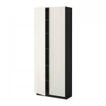 МЕТОД Высок шкаф с полками - 80x37x200 см, Росдаль белый ясень, под дерево черный