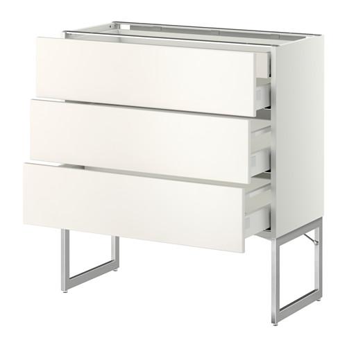 МЕТОД / МАКСИМЕРА Напольн шкаф 3фронт пнл/2низ/2ср ящ - белый, Веддинге белый, 80x37x60 см МЕТОД / МАКСИМЕРА Напольн шкаф 3фронт пнл/2низ/2ср ящ - белый, Веддинге белый, 80x37x60 см