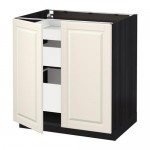 МЕТОД / МАКСИМЕРА Напольный шкаф с 2дверцами/3ящиками - под дерево черный, Будбин белый с оттенком МЕТОД / МАКСИМЕРА Напольный шкаф с 2дверцами/3ящиками - под дерево черный, Будбин белый с оттенком