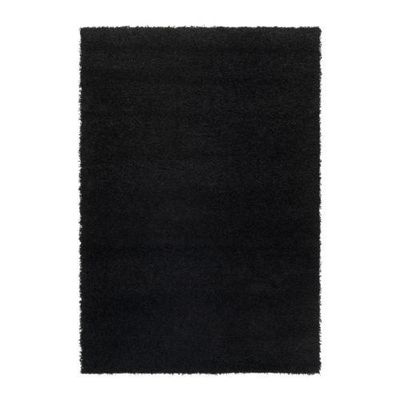ХАМПЭН Ковер, длинный ворс - черный, 133x195 см