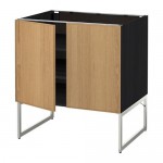 МЕТОД Напол шкаф с полками/2двери - под дерево черный, Экестад дуб, 80x60x60 см