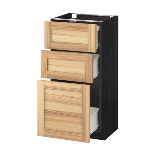 МЕТОД / ФОРВАРА Напольный шкаф с 3 ящиками - под дерево черный, Торхэмн естественный ясень, 40x37 см МЕТОД / ФОРВАРА Напольный шкаф с 3 ящиками - под дерево черный, Торхэмн естественный ясень, 40x37 см