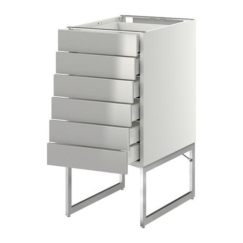 МЕТОД / МАКСИМЕРА Напольн шкаф 6фронт пнл/6 низ ящ - белый, Гревста нержавеющ сталь, 40x60x60 см МЕТОД / МАКСИМЕРА Напольн шкаф 6фронт пнл/6 низ ящ - белый, Гревста нержавеющ сталь, 40x60x60 см