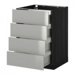 МЕТОД / ФОРВАРА Напольн шкаф 4 фронт панели/4 ящика - 60x60 см, Гревста нержавеющ сталь, под дерево черный МЕТОД / ФОРВАРА Напольн шкаф 4 фронт панели/4 ящика - 60x60 см, Гревста нержавеющ сталь, под дерево черный