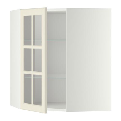 МЕТОД Углов навесн шк с полками/сткл дв - белый, Будбин белый с оттенком, 68x80 см МЕТОД Углов навесн шк с полками/сткл дв - белый, Будбин белый с оттенком, 68x80 см