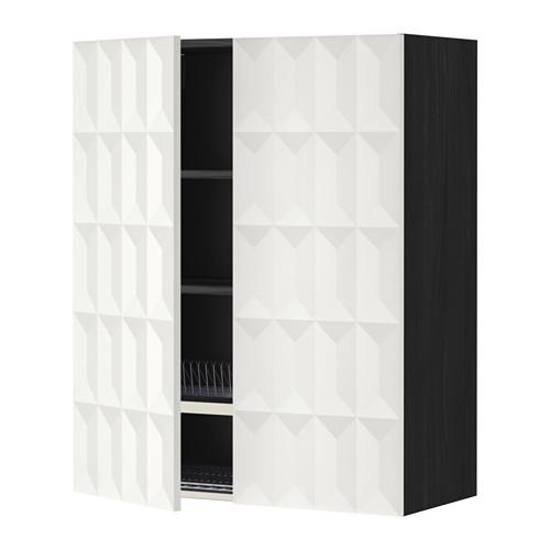 МЕТОД Навесной шкаф с посуд суш/2 дврц - под дерево черный, Гэррестад белый, 80x100 см МЕТОД Навесной шкаф с посуд суш/2 дврц - под дерево черный, Гэррестад белый, 80x100 см