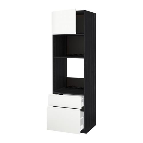 МЕТОД / МАКСИМЕРА Высок шкаф д/духовки/СВЧ/дверца/2ящ - под дерево черный, Воксторп белый, 60x60x200 см МЕТОД / МАКСИМЕРА Высок шкаф д/духовки/СВЧ/дверца/2ящ - под дерево черный, Воксторп белый, 60x60x200 см