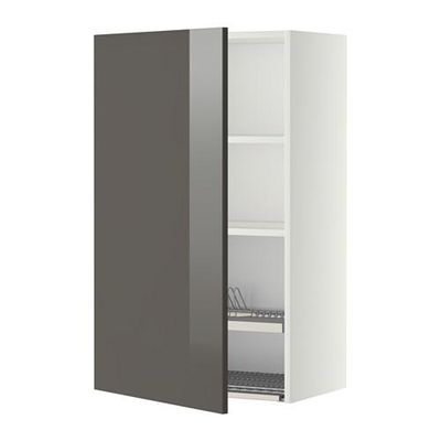 МЕТОД Шкаф навесной с сушкой - 60x100 см, Рингульт глянцевый серый, белый