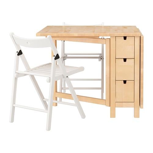 TERJE/NORDEN стол и 2 стула береза/белый 89 см