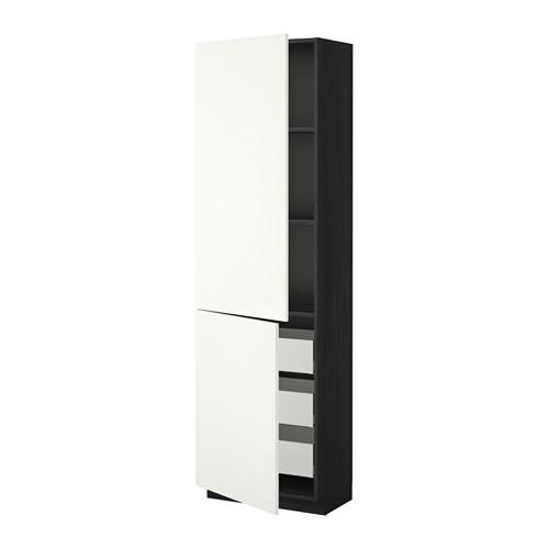 МЕТОД / МАКСИМЕРА Высокий шкаф+полки/3 ящика/2 дверцы - под дерево черный, Хэггеби белый, 60x37x200 см МЕТОД / МАКСИМЕРА Высокий шкаф+полки/3 ящика/2 дверцы - под дерево черный, Хэггеби белый, 60x37x200 см