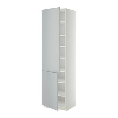 МЕТОД Высокий шкаф с полками/2 дверцы - 60x60x220 см, Веддинге серый, белый