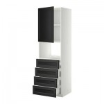 МЕТОД / ФОРВАРА Высок шкаф д/духовки/дверца/4ящика - 60x60x200 см, Лаксарби черно-коричневый, белый