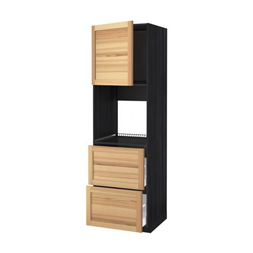МЕТОД / МАКСИМЕРА Выс шк д/дхвк+двр/2фрнт/2выс ящ - под дерево черный, Торхэмн естественный ясень, 60x60x200 см МЕТОД / МАКСИМЕРА Выс шк д/дхвк+двр/2фрнт/2выс ящ - под дерево черный, Торхэмн естественный ясень, 60x60x200 см
