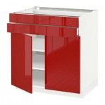 МЕТОД / МАКСИМЕРА Напольный шкаф/2дверцы/2ящика - 80x60 см, Рингульт глянцевый красный, белый МЕТОД / МАКСИМЕРА Напольный шкаф/2дверцы/2ящика - 80x60 см, Рингульт глянцевый красный, белый