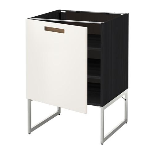 МЕТОД Напольный шкаф с полками - 60x60x60 см, Мэрста белый, под дерево черный МЕТОД Напольный шкаф с полками - 60x60x60 см, Мэрста белый, под дерево черный