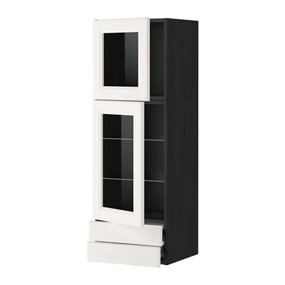 МЕТОД / ФОРВАРА Навесной шкаф/2 стек дв/2 ящика - 40x120 см, Лаксарби белый, под дерево черный