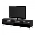 БЕСТО Тумба д/ТВ с ящиками - черно-коричневый/глянцевый черный