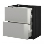 МЕТОД / ФОРВАРА Напольн шкаф 2 фронт пнл/4 средн ящ - под дерево черный, Гревста нержавеющ сталь, 80x60 см МЕТОД / ФОРВАРА Напольн шкаф 2 фронт пнл/4 средн ящ - под дерево черный, Гревста нержавеющ сталь, 80x60 см