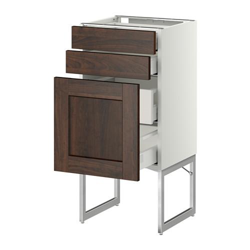 МЕТОД / МАКСИМЕРА Напольн шкаф 3фронт пнл/2низ/2ср ящ - белый, Эдсерум под дерево коричневый, 40x37x60 см МЕТОД / МАКСИМЕРА Напольн шкаф 3фронт пнл/2низ/2ср ящ - белый, Эдсерум под дерево коричневый, 40x37x60 см