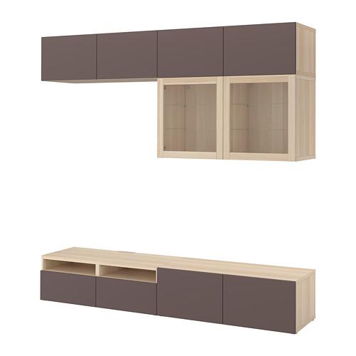 BESTÅ шкаф для ТВ, комбин/стеклян дверцы серый BESTÅ шкаф для ТВ, комбин/стеклян дверцы серый