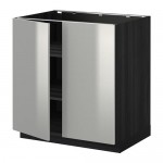 МЕТОД Напол шкаф с полками/2двери - под дерево черный, Гревста нержавеющ сталь, 80x60 см МЕТОД Напол шкаф с полками/2двери - под дерево черный, Гревста нержавеющ сталь, 80x60 см