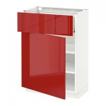 МЕТОД / ФОРВАРА Напольный шкаф с ящиком/дверью - 60x37 см, Рингульт глянцевый красный, белый МЕТОД / ФОРВАРА Напольный шкаф с ящиком/дверью - 60x37 см, Рингульт глянцевый красный, белый