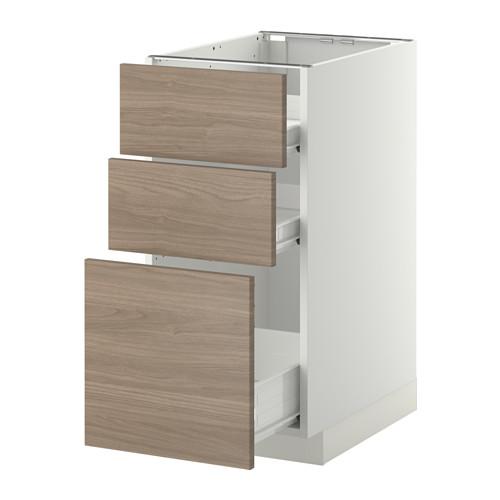 МЕТОД / ФОРВАРА Напольн шкаф 3фрнт пнл/2низк/1ср ящ - белый, Брокхульт под грецкий орех светло-серый, 40x60 см МЕТОД / ФОРВАРА Напольн шкаф 3фрнт пнл/2низк/1ср ящ - белый, Брокхульт под грецкий орех светло-серый, 40x60 см