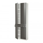 МЕТОД / МАКСИМЕРА Высокий шкаф+полки/2 ящика/4 дверцы - Рингульт глянцевый серый, белый МЕТОД / МАКСИМЕРА Высокий шкаф+полки/2 ящика/4 дверцы - Рингульт глянцевый серый, белый