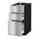 МЕТОД / МАКСИМЕРА Напольный шкаф с 3 ящиками - под дерево черный, Гревста нержавеющ сталь, 40x60 см МЕТОД / МАКСИМЕРА Напольный шкаф с 3 ящиками - под дерево черный, Гревста нержавеющ сталь, 40x60 см