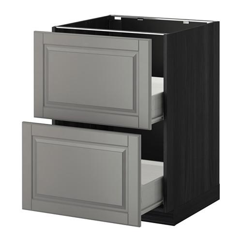 МЕТОД / ФОРВАРА Наполн шк 2 фрнт/2 средн ящ - под дерево черный, Будбин серый, 60x60 см МЕТОД / ФОРВАРА Наполн шк 2 фрнт/2 средн ящ - под дерево черный, Будбин серый, 60x60 см