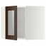 МЕТОД Углов навесн шк с полками/сткл дв - белый, Эдсерум под дерево коричневый, 68x60 см
