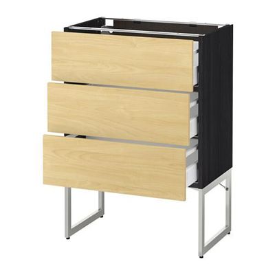 МЕТОД / МАКСИМЕРА Нплн шк 3 фрнт/3 средн ящика - 60x37x60 см, Тингсрид под березу, под дерево черный МЕТОД / МАКСИМЕРА Нплн шк 3 фрнт/3 средн ящика - 60x37x60 см, Тингсрид под березу, под дерево черный