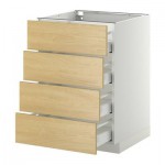 МЕТОД / МАКСИМЕРА Напольн шкаф 4 фронт панели/4 ящика - 60x60 см, Тингсрид под березу, белый