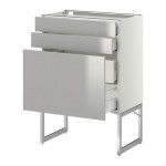 МЕТОД / МАКСИМЕРА Напольн шкаф 3фронт пнл/2низ/2ср ящ - белый, Гревста нержавеющ сталь, 60x37x60 см МЕТОД / МАКСИМЕРА Напольн шкаф 3фронт пнл/2низ/2ср ящ - белый, Гревста нержавеющ сталь, 60x37x60 см
