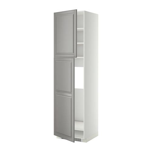 METOD высокий шкаф д/холодильника/2дверцы белый/Будбин серый
