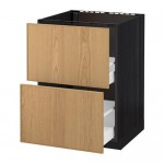 МЕТОД / МАКСИМЕРА Напольн шк п-мойку+2фрнт пнл/2 ящ - под дерево черный, Экестад дуб, 60x60 см МЕТОД / МАКСИМЕРА Напольн шк п-мойку+2фрнт пнл/2 ящ - под дерево черный, Экестад дуб, 60x60 см